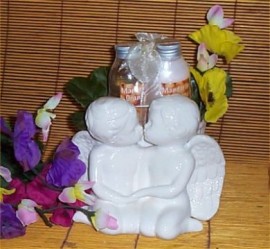 Kissing Angel Bath Gift Flower Pot Ceramic Org