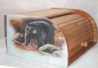 Bear Bread Box Bamboo Wood Cabin Lodge Kitchen Decor Country Black Bears