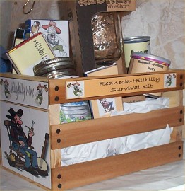 Gift Basket Hillybilly Wood Crate Gift Red-Neck Mug Jerky Nuts More 