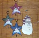 Metal Star Hooks + Snowman Holiday Decor Christmas Decoration 4 Pc Set 