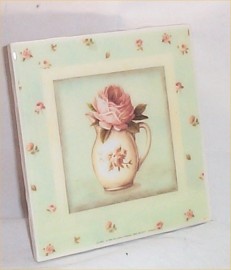 Chic Trivet Ceramic Tile Sage Green Shabby Floral Victorian Kitchen     