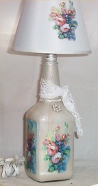Liquor Bottle Light Chic Floral Night Glass Home Decor 40 Watt Light Shabby Lamp    